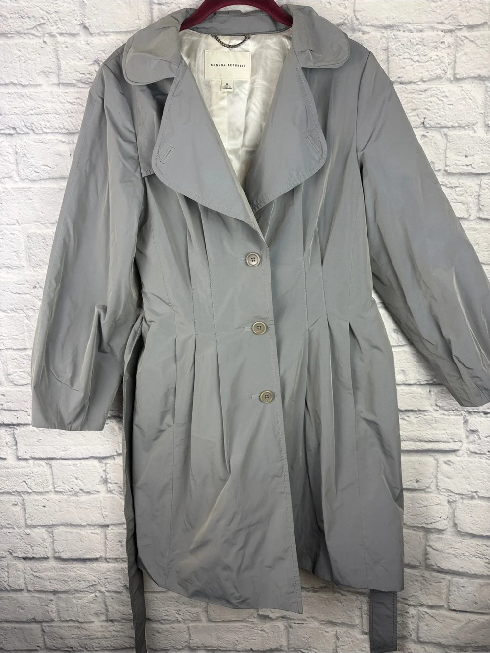 Banana Republic Gray Women's Trench Coat with Belt Size Medium